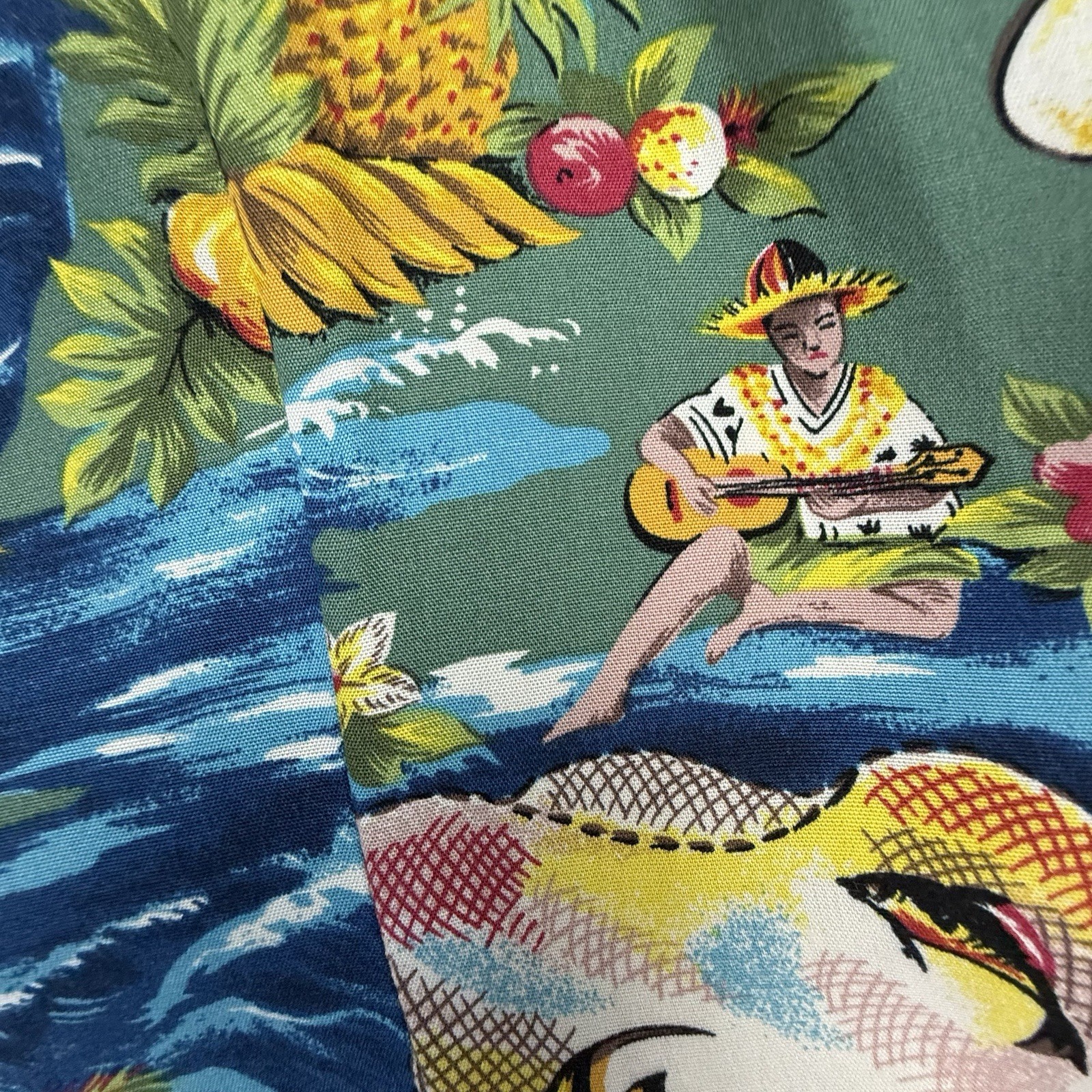 Vintage Kalakaua Hawaiian Dress Women Large Ruffled Luau Dancers Rayon