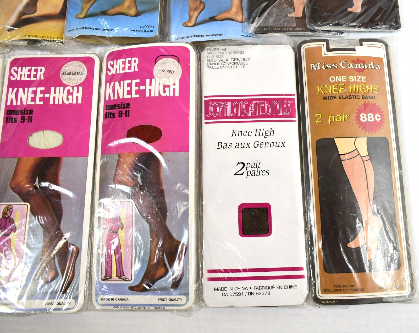✅Vintage KNEE HIGHS LOT of 17 Packages Assorted Brands/Colors One Size Canada