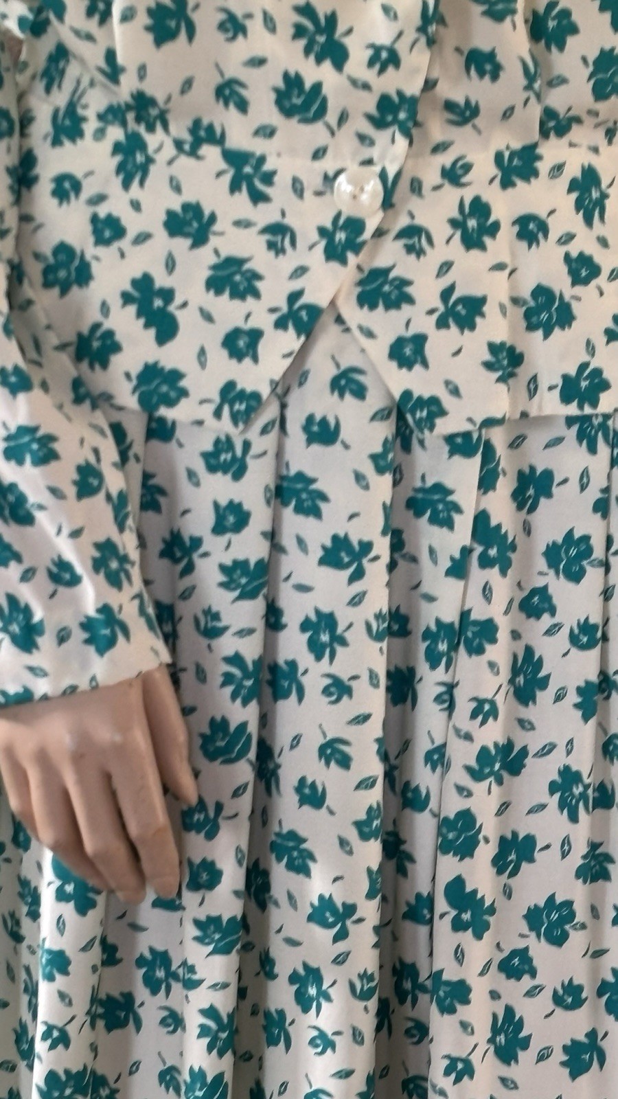 80’s green & white floral matching top and midi skirt