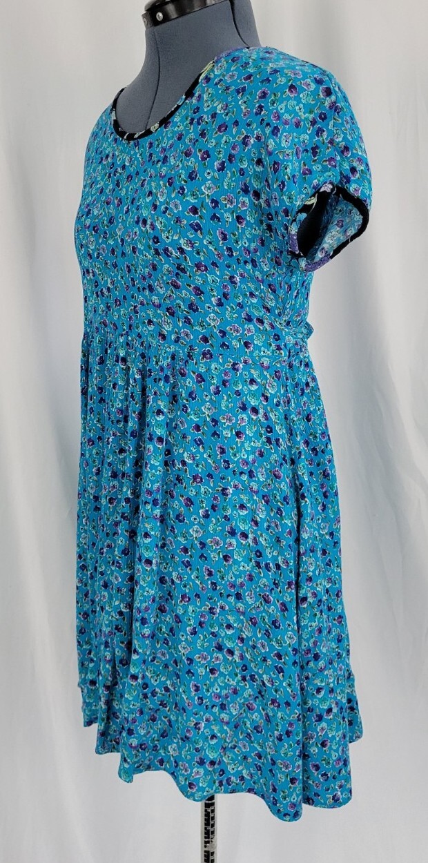Vintage Cottagecore Molly Malloy Petites Blue Floral Babydoll Dress Sz 6