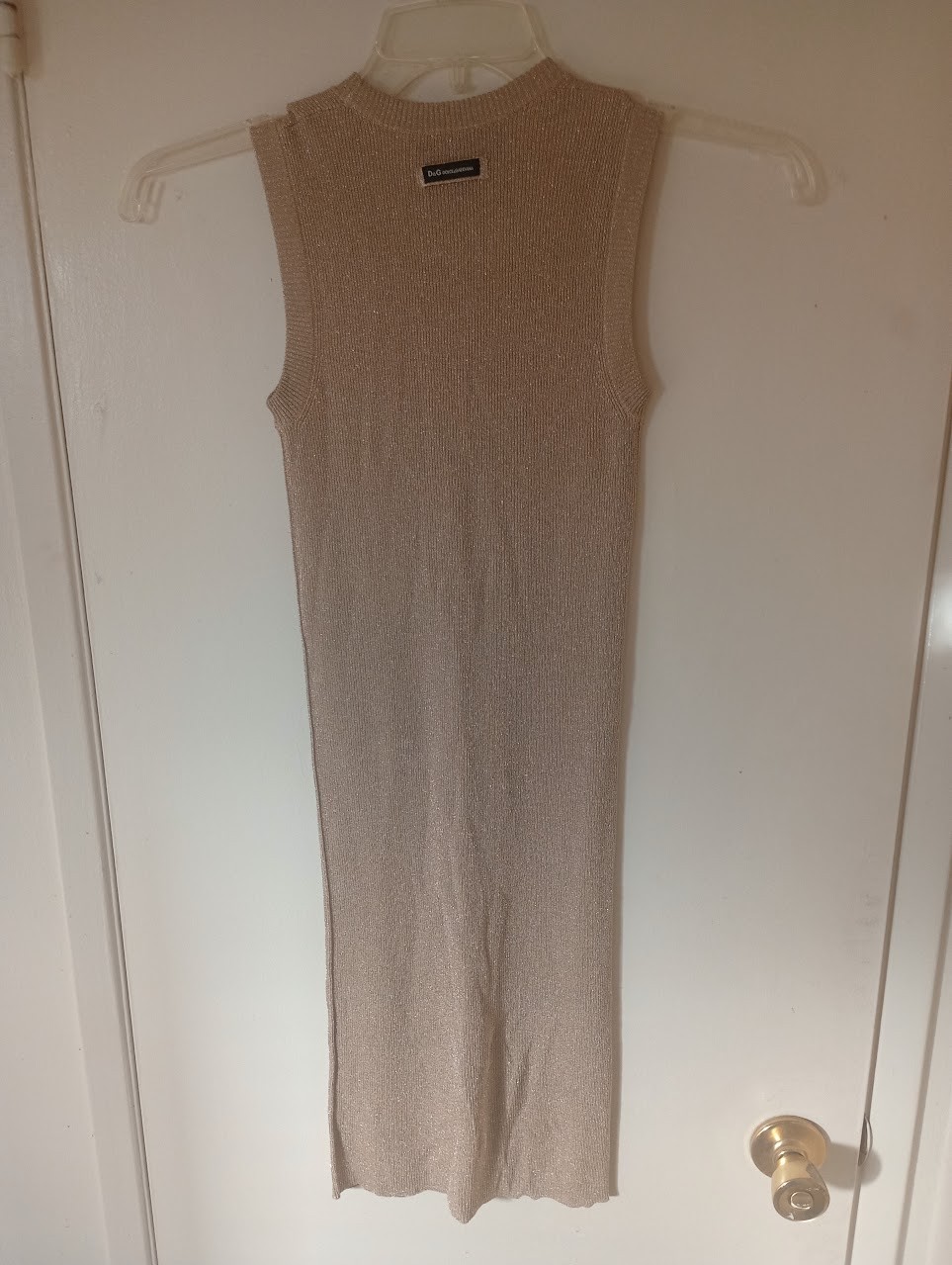 Dolce and Gabbana Gold Lurex Dress and Cardigan Set with Belt Evening Dress XS/S
