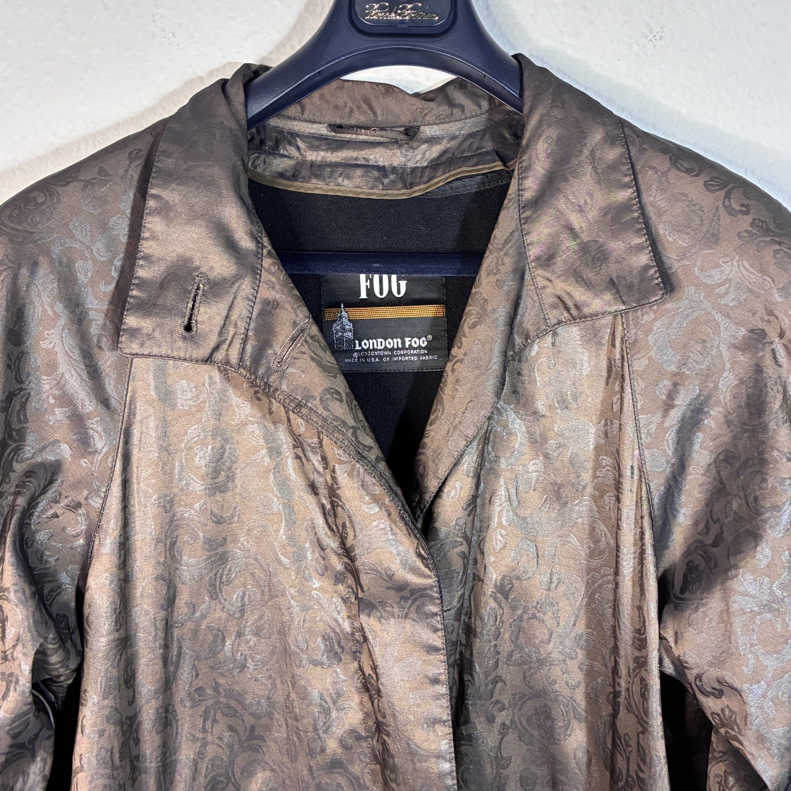 Vintage London Fog Trench Coat Women’s Duster Brown Paisley Liner Sz 8reg – READ