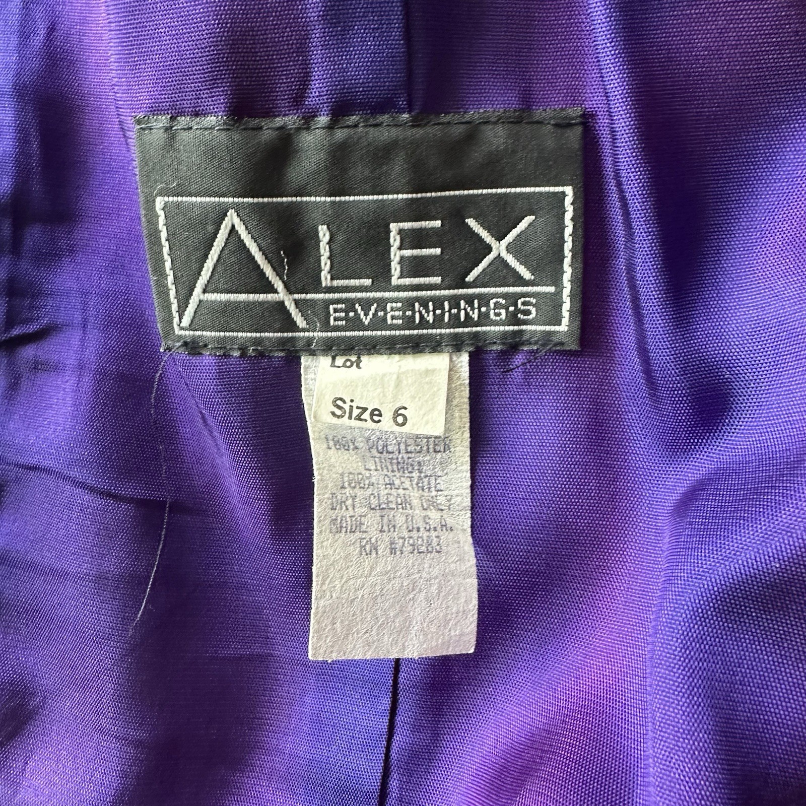 VTG 90s Alex Evenings Purple Maxi Dress 6 USA Square Neck Minimalist Elegant