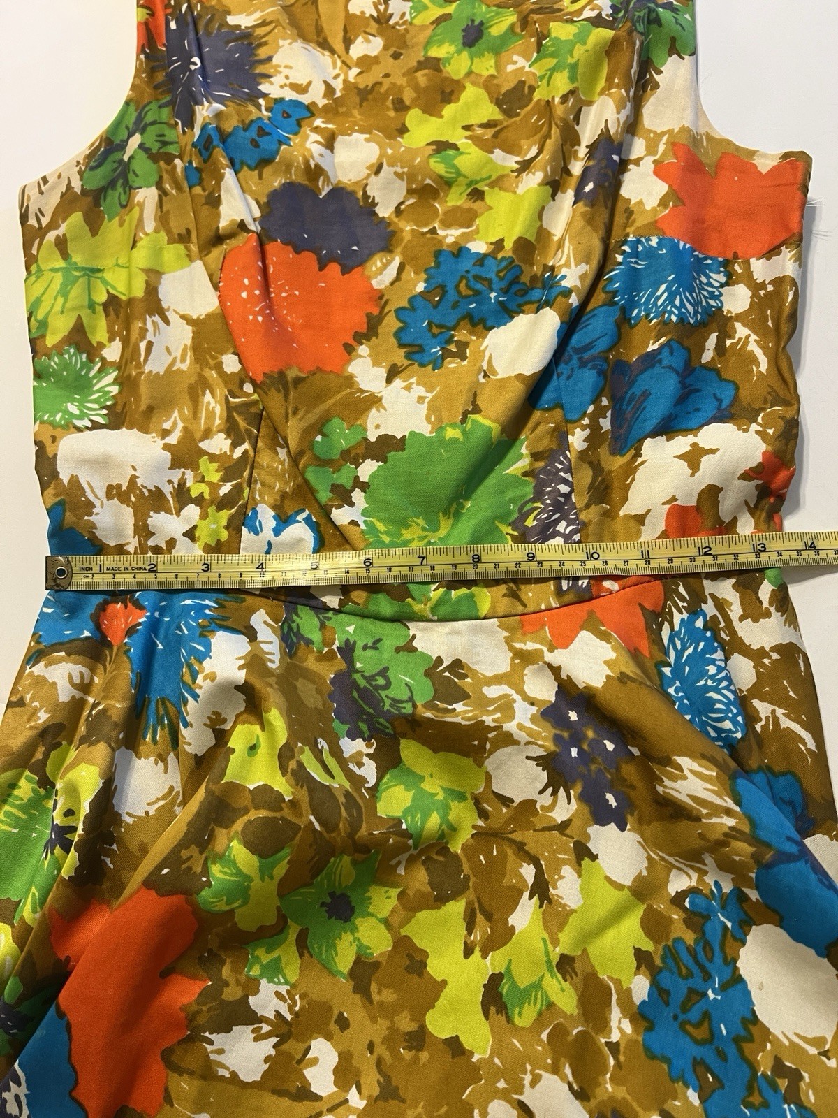 VTG 50s 60s Jay Herbert Bold Vibrant Floral Flower Power Full Circle Dress XS S