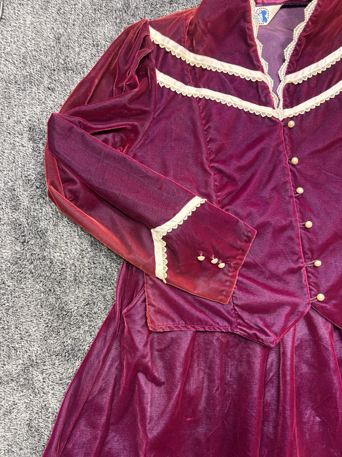 VTG 80s Miss Rodeo America Pageant Velvet 2 Piece Set Dress Jacket Set 13/14