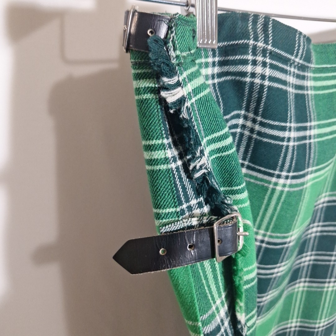 Vtg The Scotch House Tartan Plaid Wool Kilt Skirt Green Size 28