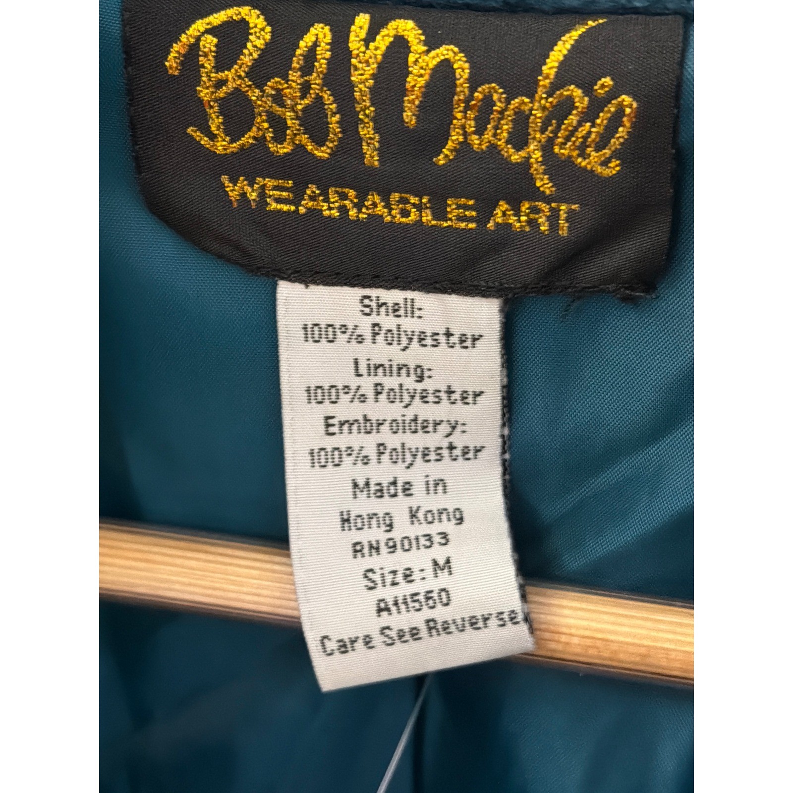 Vintage Bob Mackie Wearable Art Jacket Embroidered Floral Teal Boho Maximalist