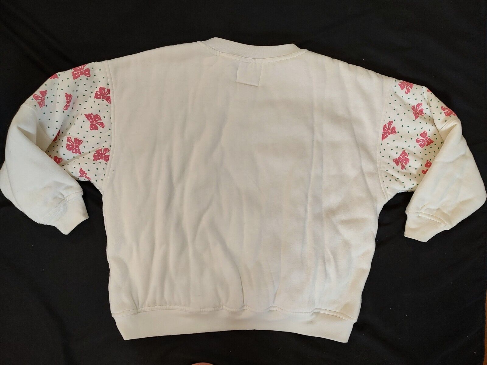 80’s Vintage Sweatshirt Dashers Padded Super Fluffy Floral & Bows Pattern Sz L