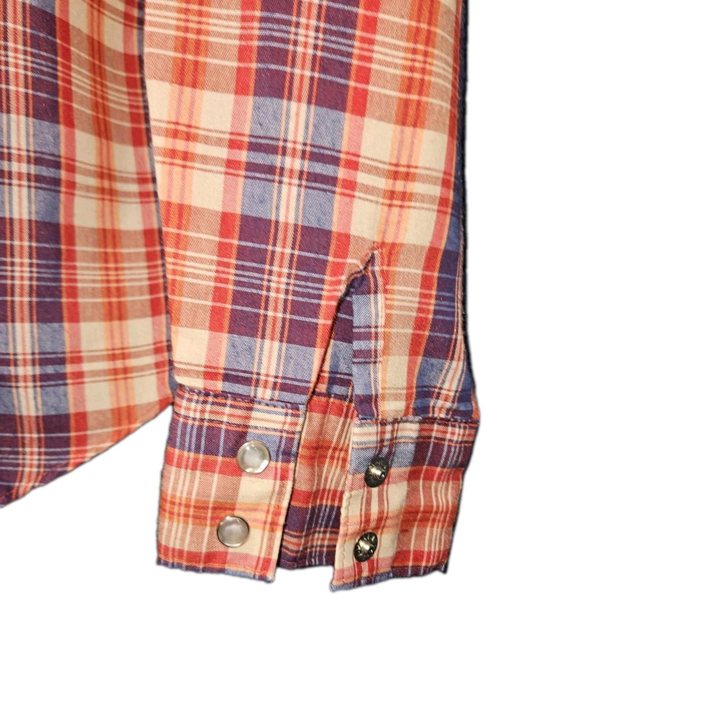 Vintage 60s/70s Cheryl Tiegs Large western plaid womens shirt pearl snap