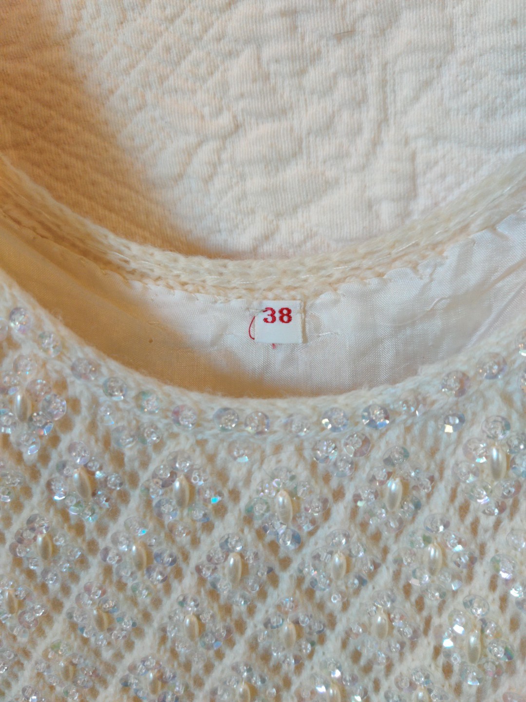Vintage Beaded Sequined Handmade Knit Evening Sleeveless Top