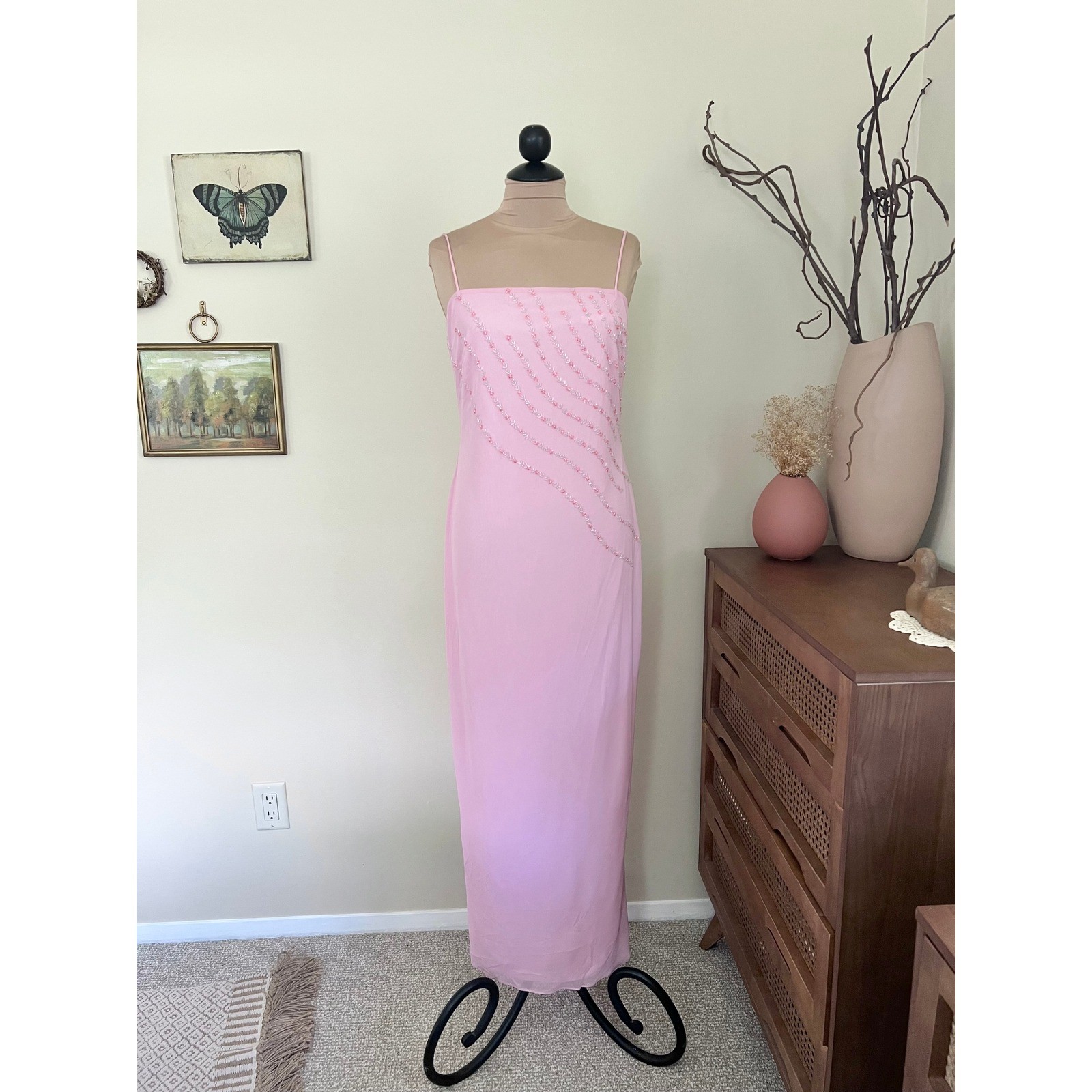 Vintage De Laru 90s Y2K Deadstock Floral Sequin Dress
