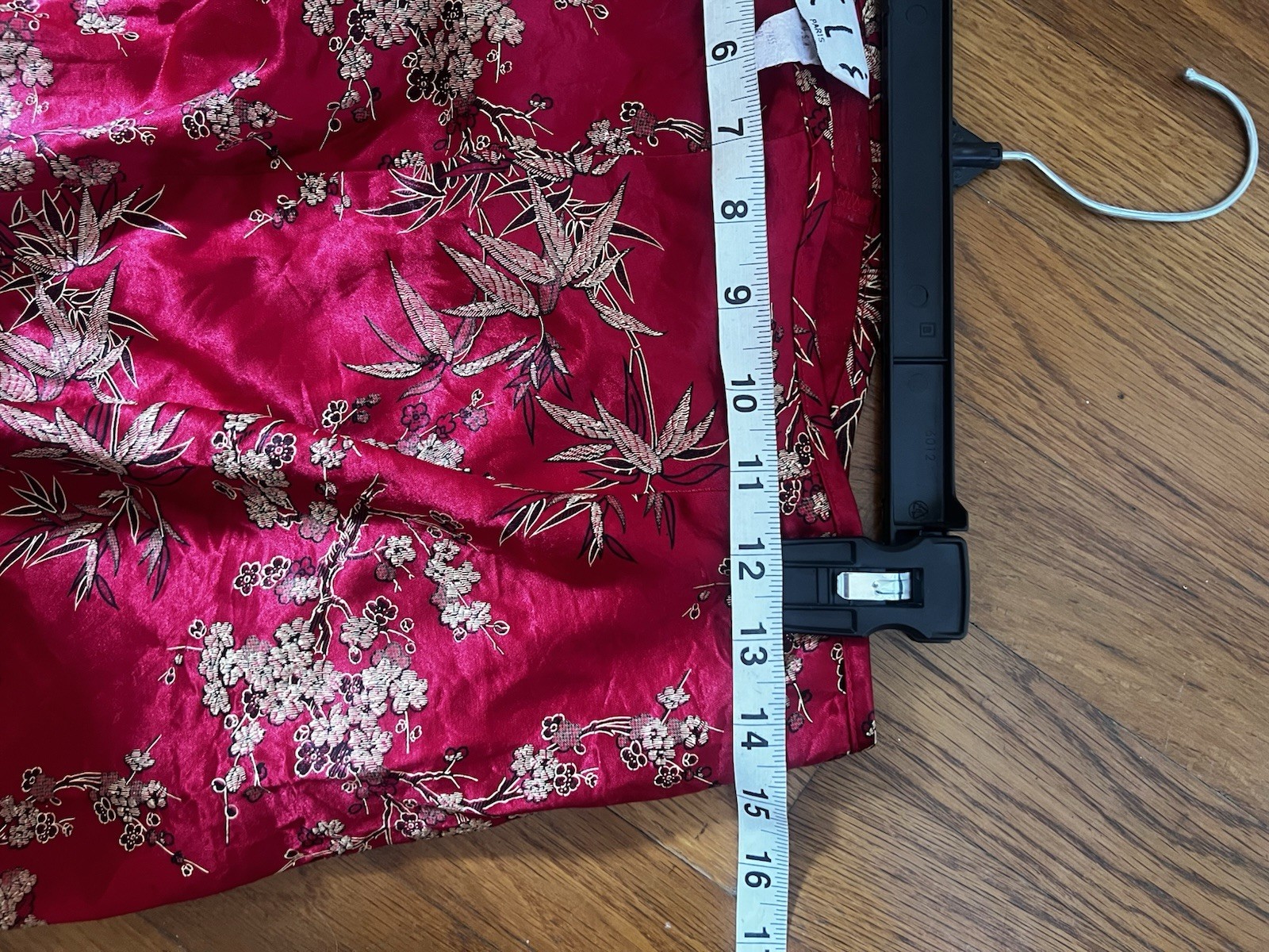 Vintage 90’s C L E Paris Red Bamboo Print Rayon Midi Skirt Women’s M