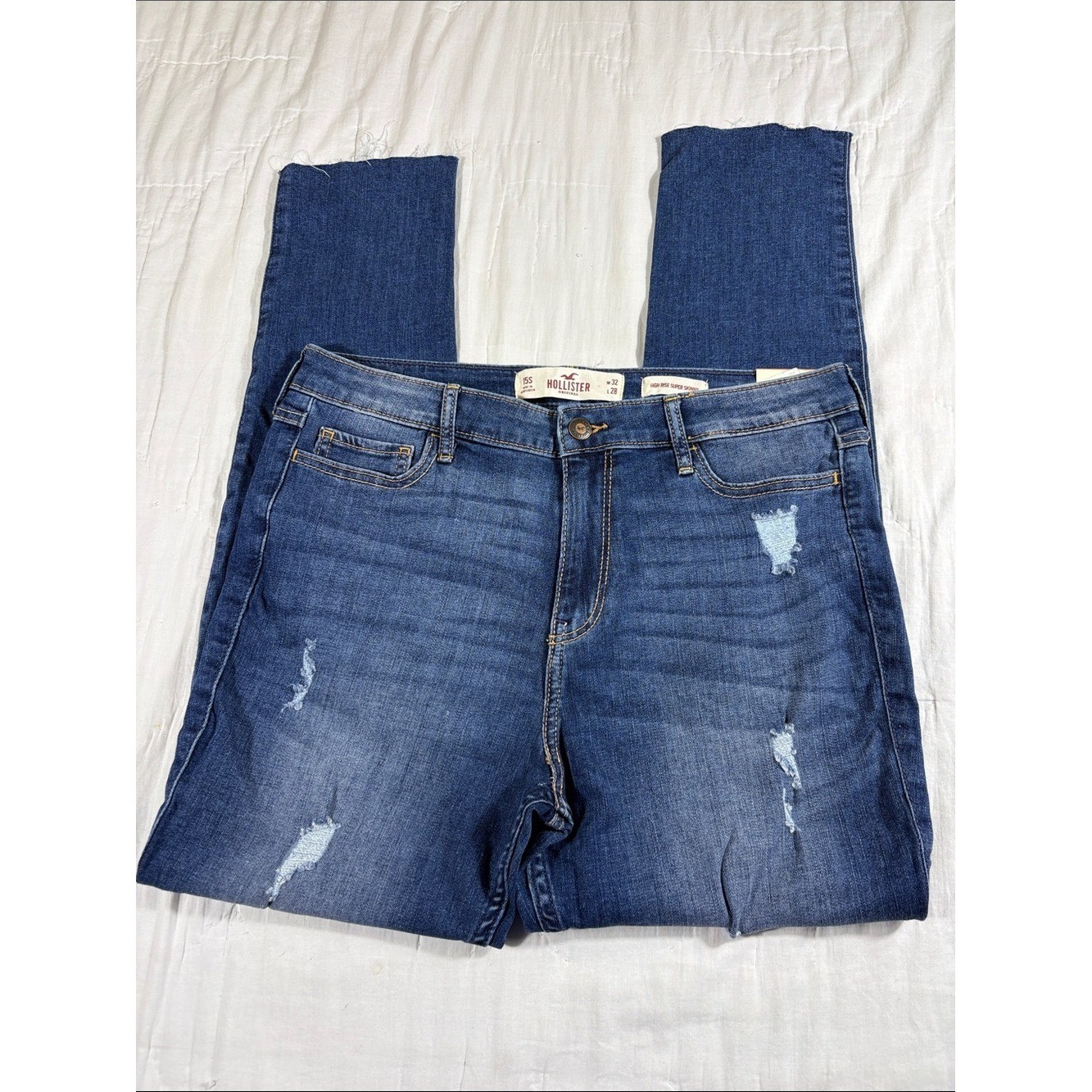 Hollister Women High Rise Super Skinny Distressed Ripped Jeans Size 15S NWT