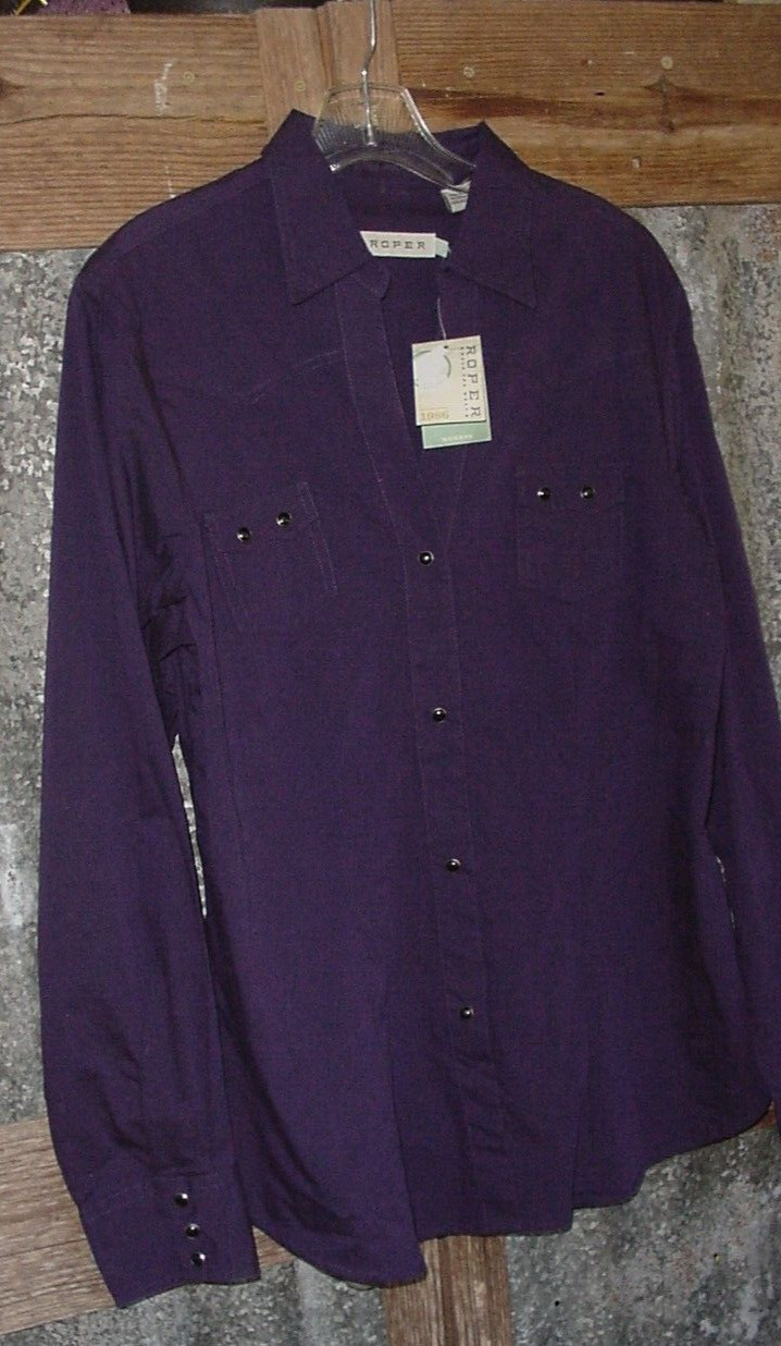 Roper Wear The West Purple Pearl Snap Western Rodeo XL Shirt Never Worn tag
