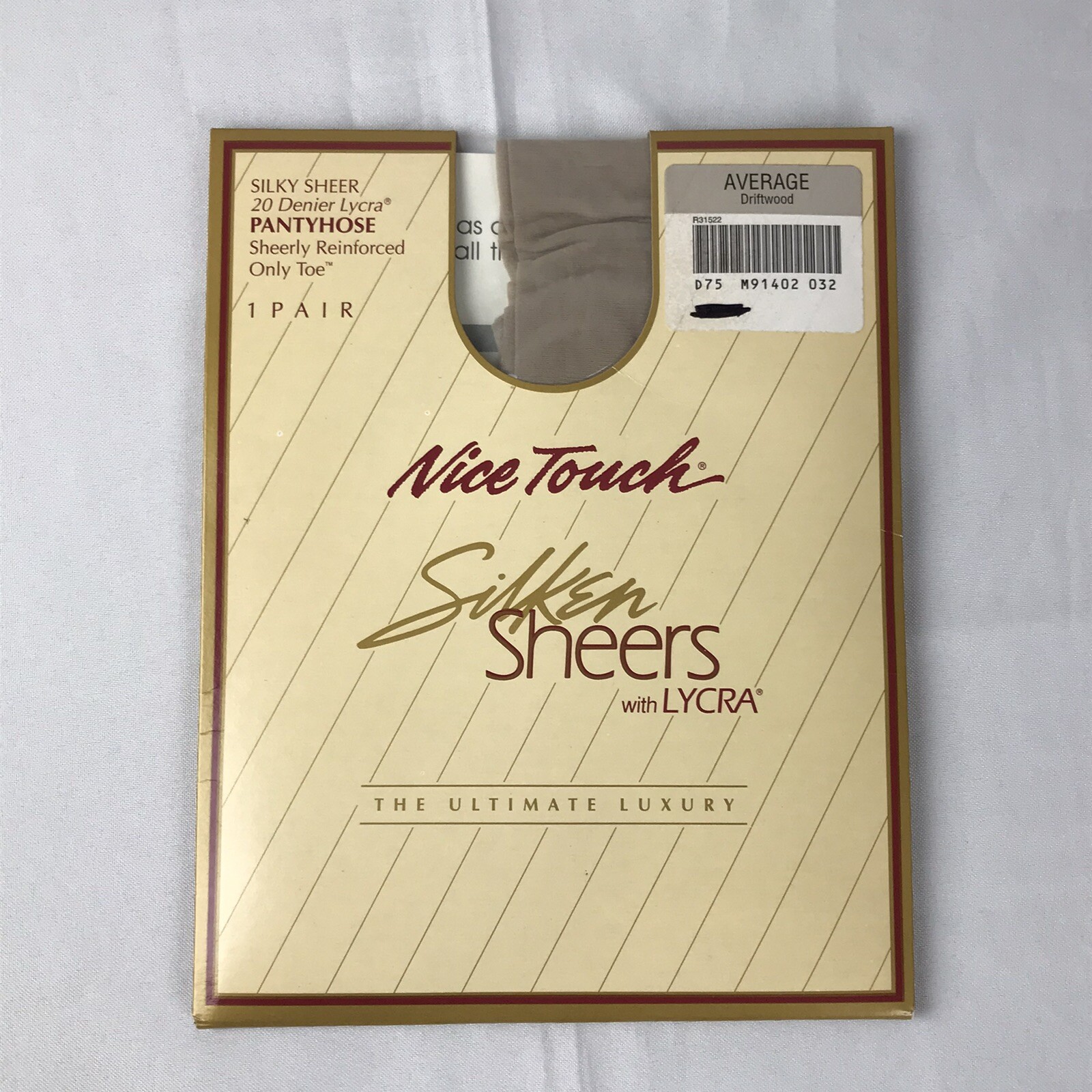 nos vtg Nice Touch Size Average Driftwood Only Toe Silken Sheers Pantyhose Sears