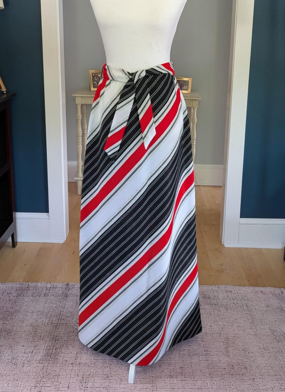 Vintage 70’s Joyce Maxi Bias Skirt Striped A-Line Union And USA Made