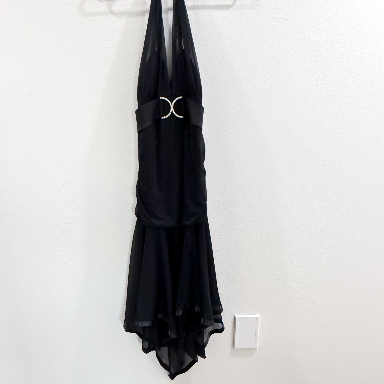 Vintage Y2K 90s Fairy Whimsigoth Backless Finesse Halter Asymmetrical Dress XL