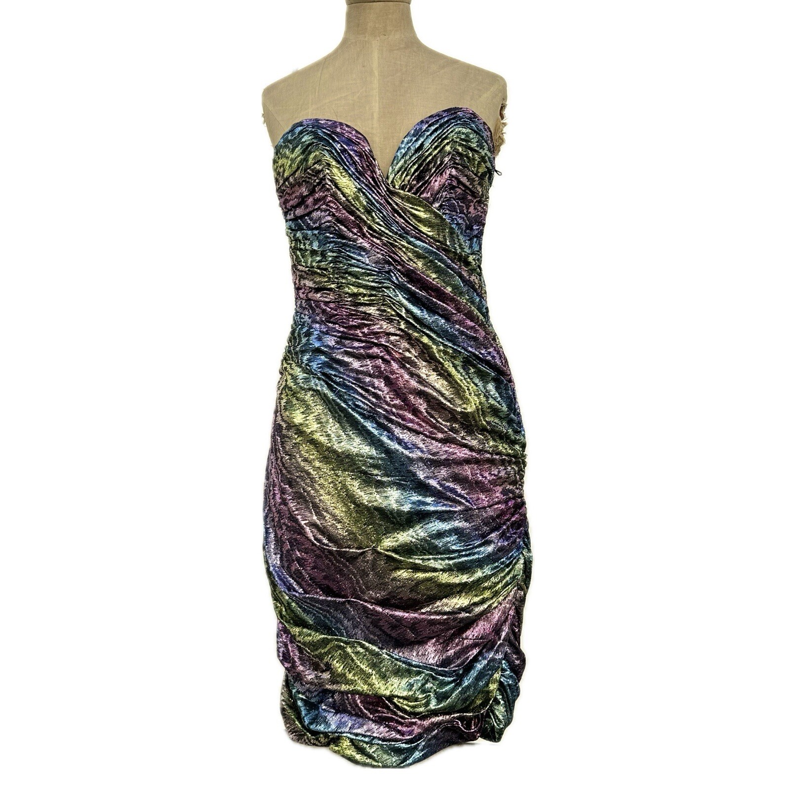 Vintage VICKY TIEL 1980’s GLAM Metallic Cocktail Dress Rainbow RARE Collectible