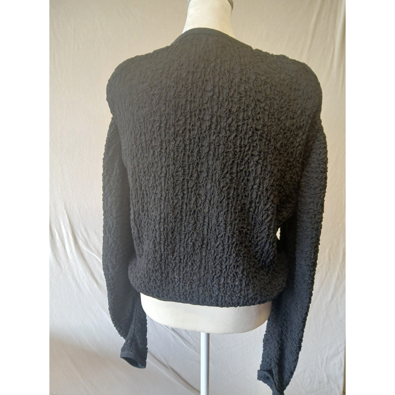 Vtg Double D ranch wear button up sweater padded shoulder small tree textured