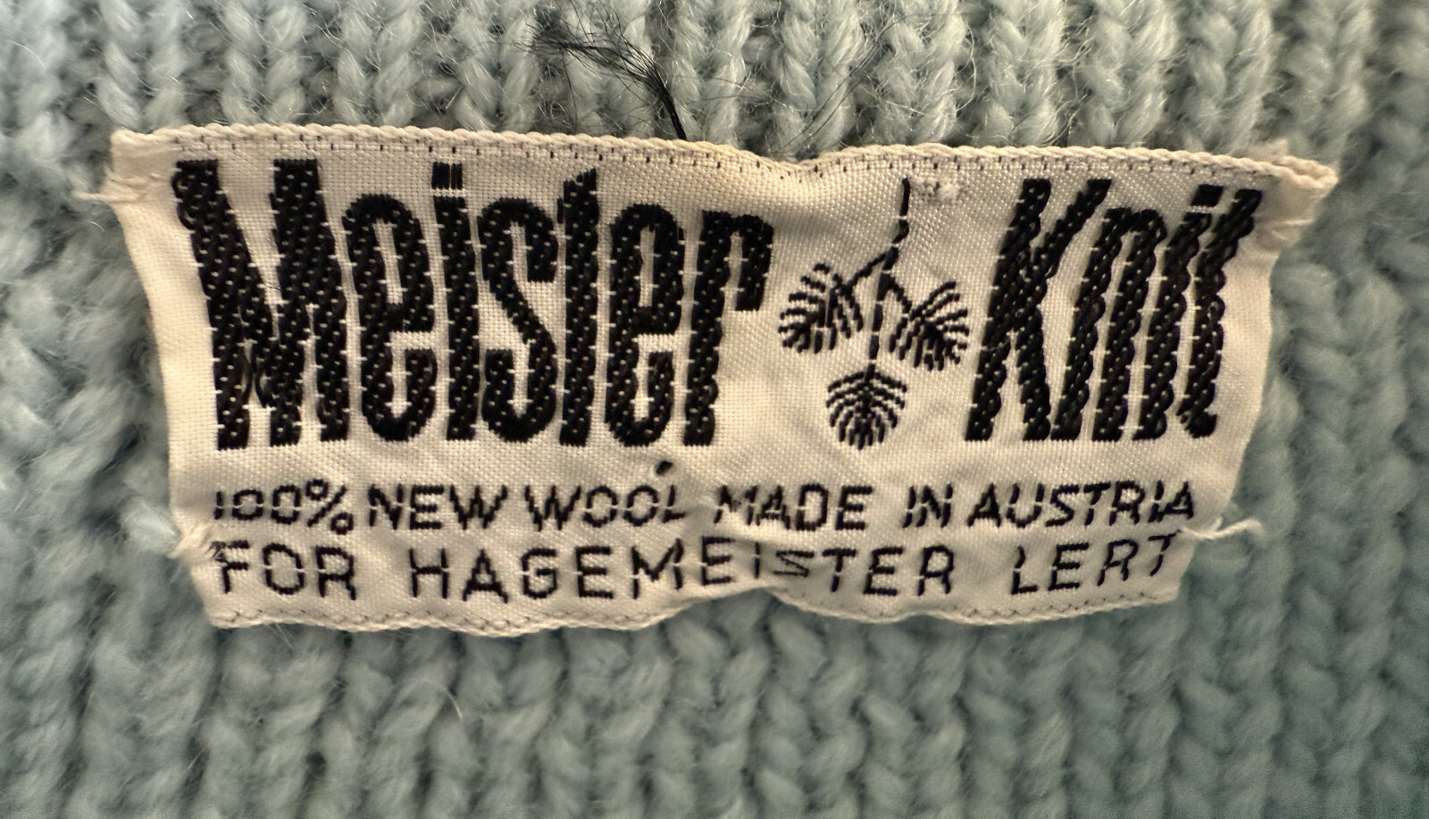 Vintage 1980s Meister Knit Hagemeister Lert Blue Wool Cable Knit Sweater Size M