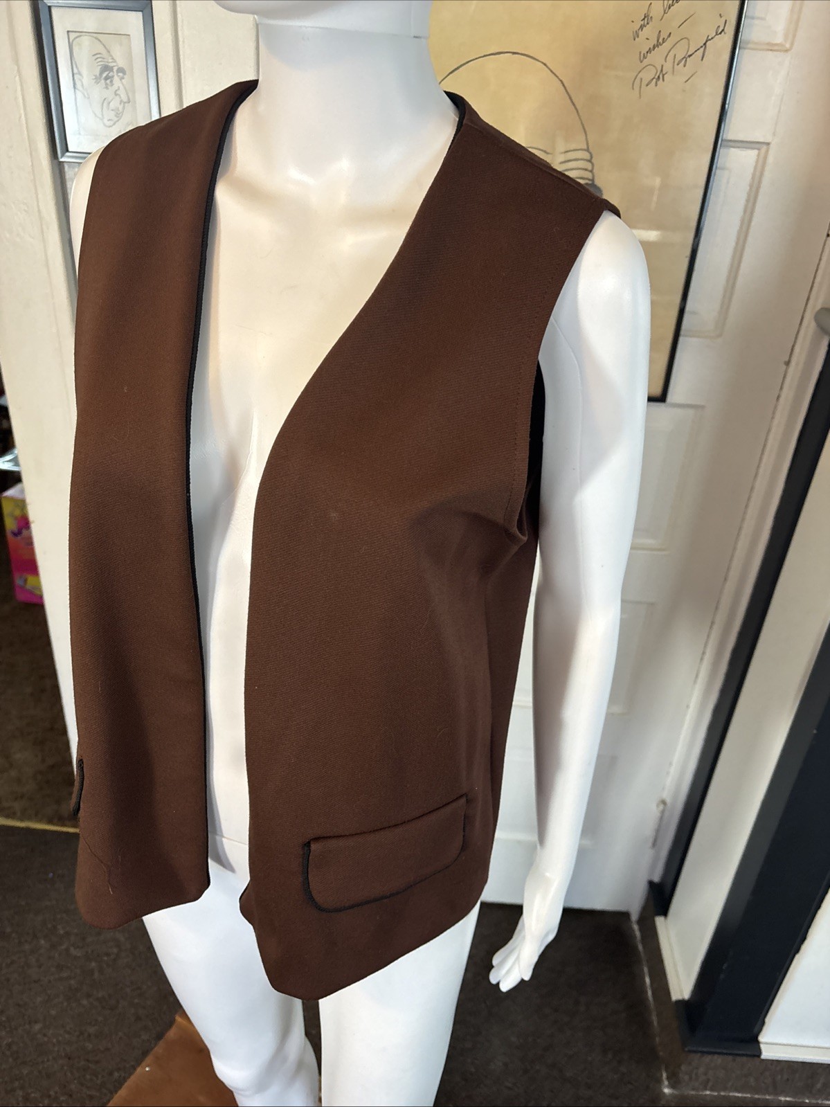 VTG 70s DEVON Women’s Brown Vest Size 12 Union USA Made Retro Disco Hippie