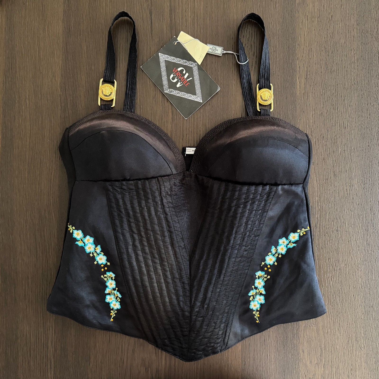 GIANNI VERSACE black Bustier size 46L from S/S 1995 GV VERSATILE COUTURE