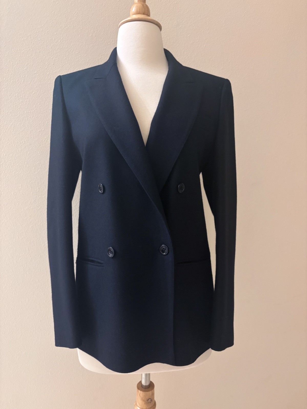 Vintage Jean Claude New Wool Navy blk Blazer Coat Women Paris France Size S/M
