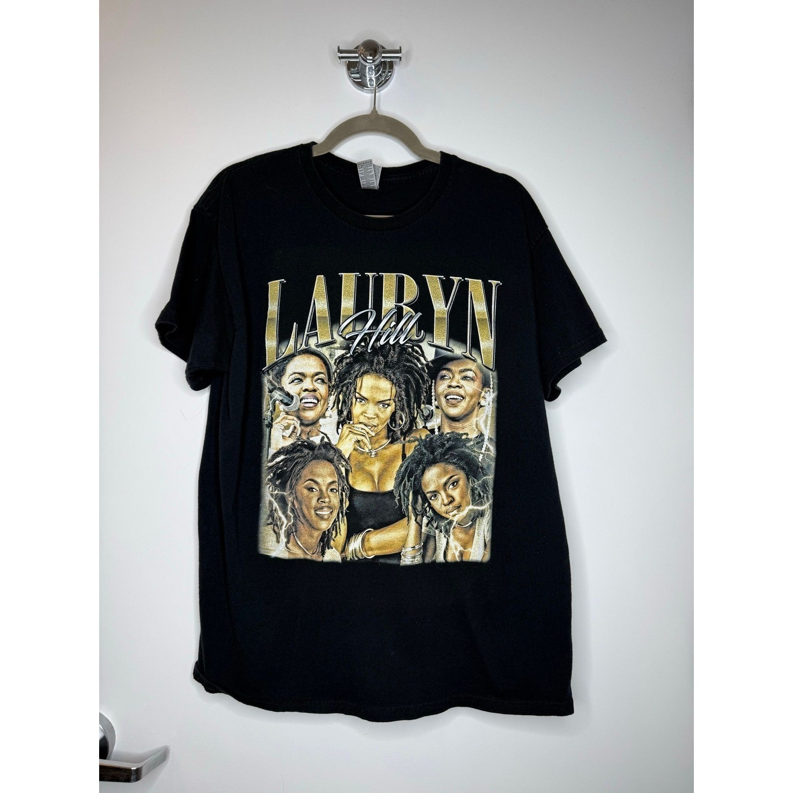 Lauryn Hill Vintage Graphic Black T Shirt Y2K Fugees Neo Soul Hip Hop Tee Large