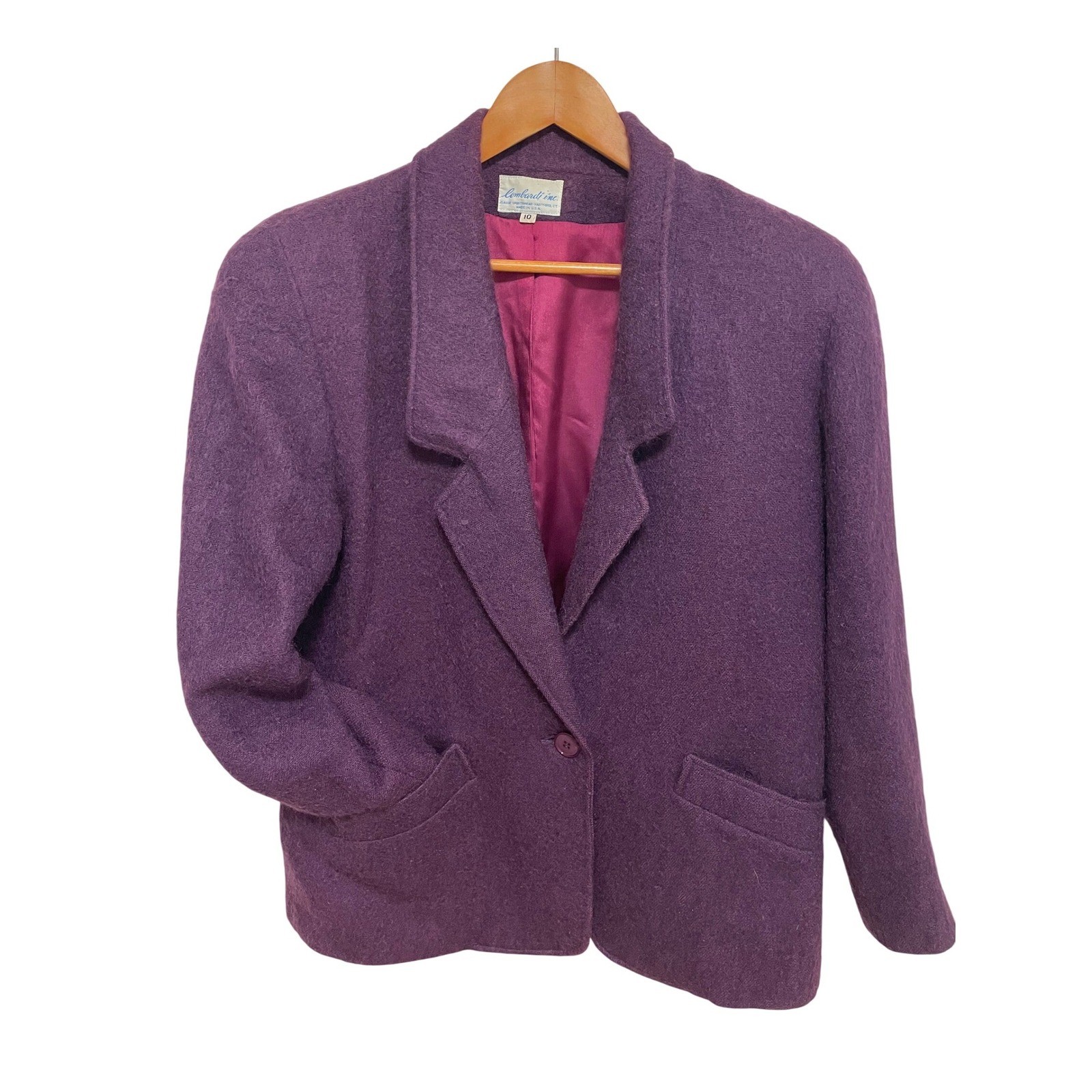 Vintage Purple Mohair Wool Blend Jacket Lombardi Inc Made in USA Size 10