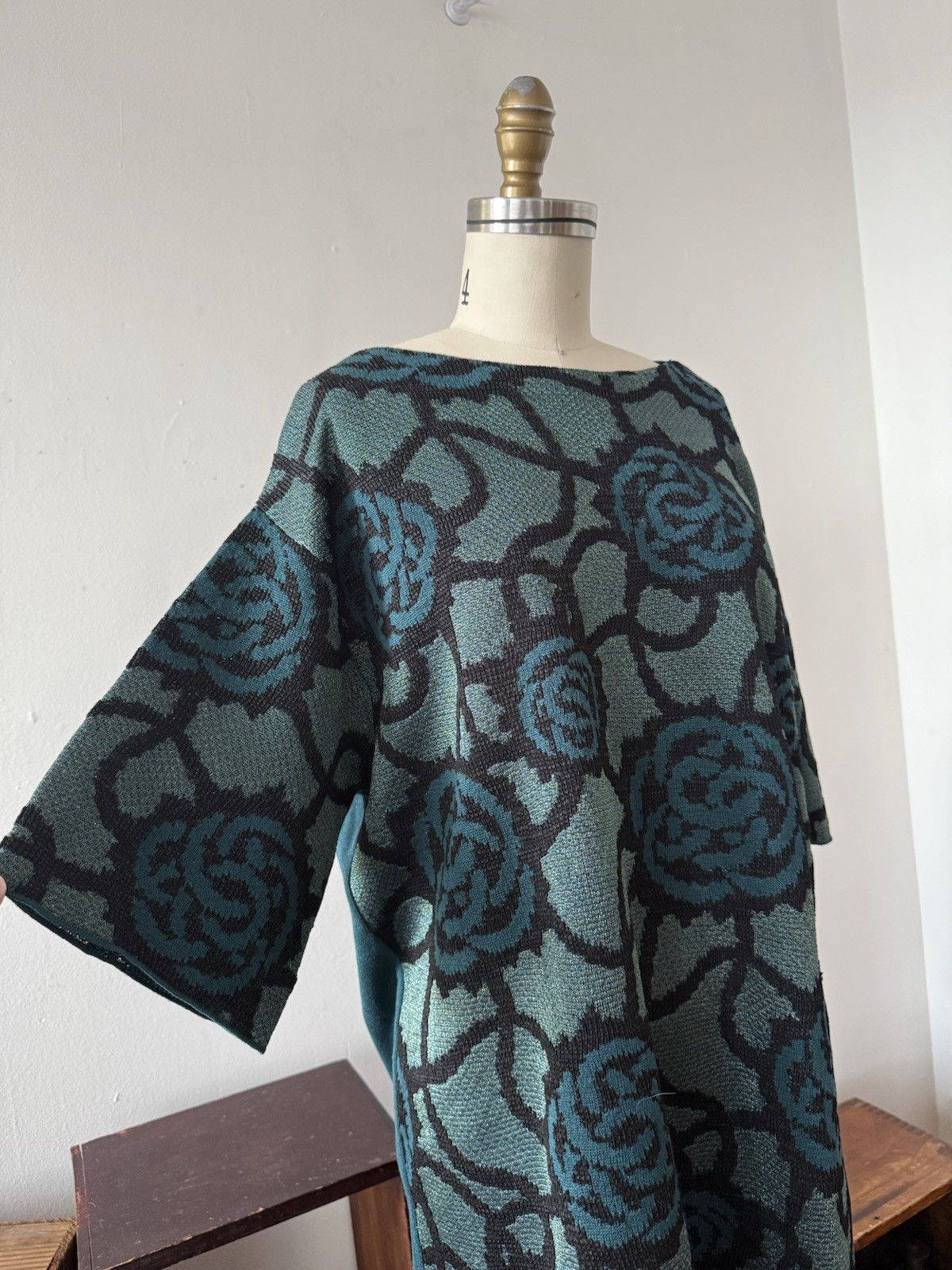 Vintage Dries Van Noten Rose Jacquard Knit Oversized Sweater/Tunic Avant Garde