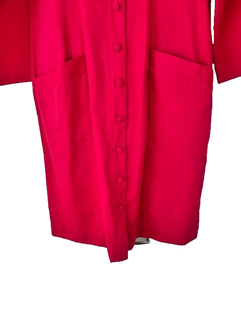 Lerner! Vtg Womens Dress Red Mod 60s 70s Retro Shift Midi Covered Buttons