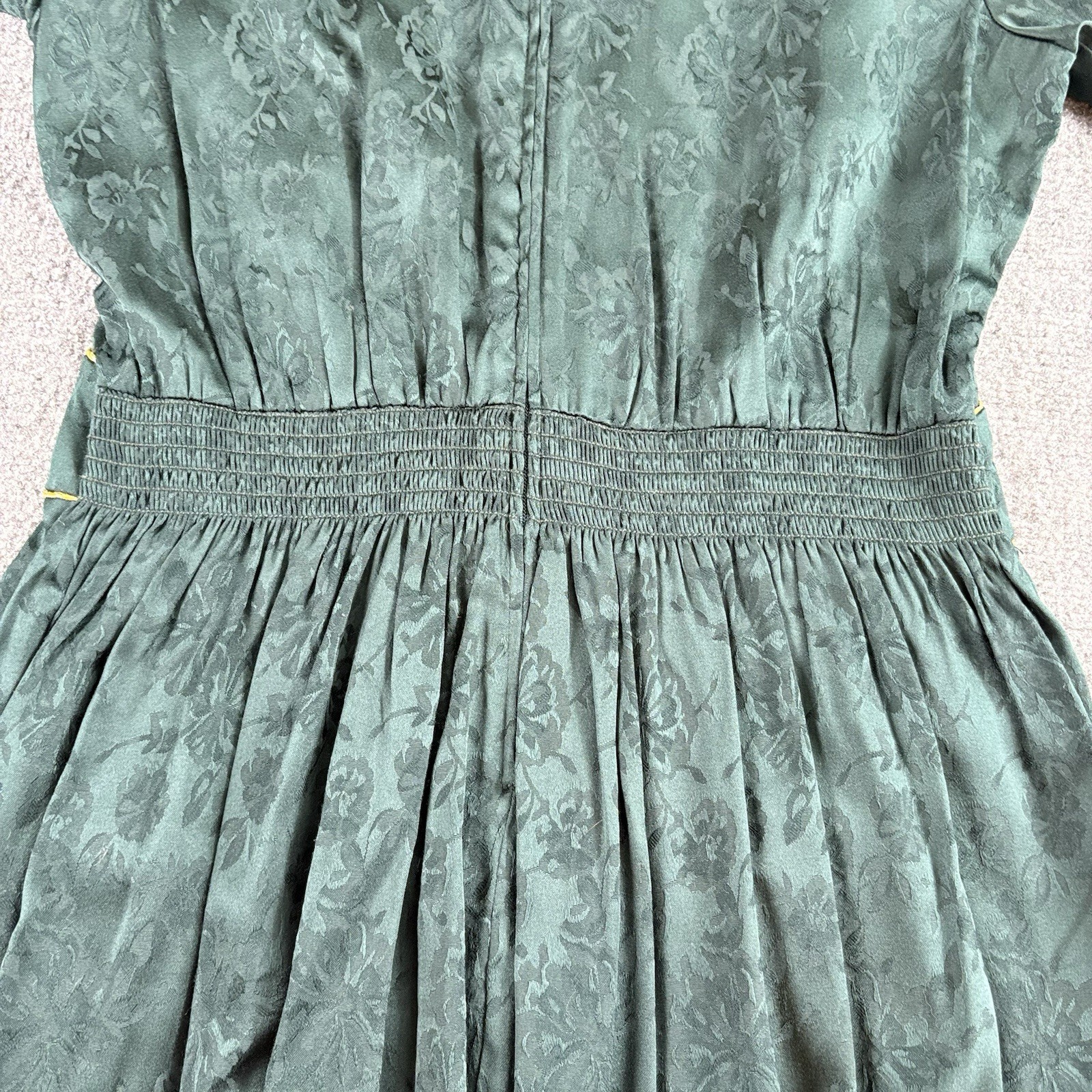 Vintage 80s Miss Dorby Dress Women’s 14 Green Jacquard Cottagecore Regency Fairy