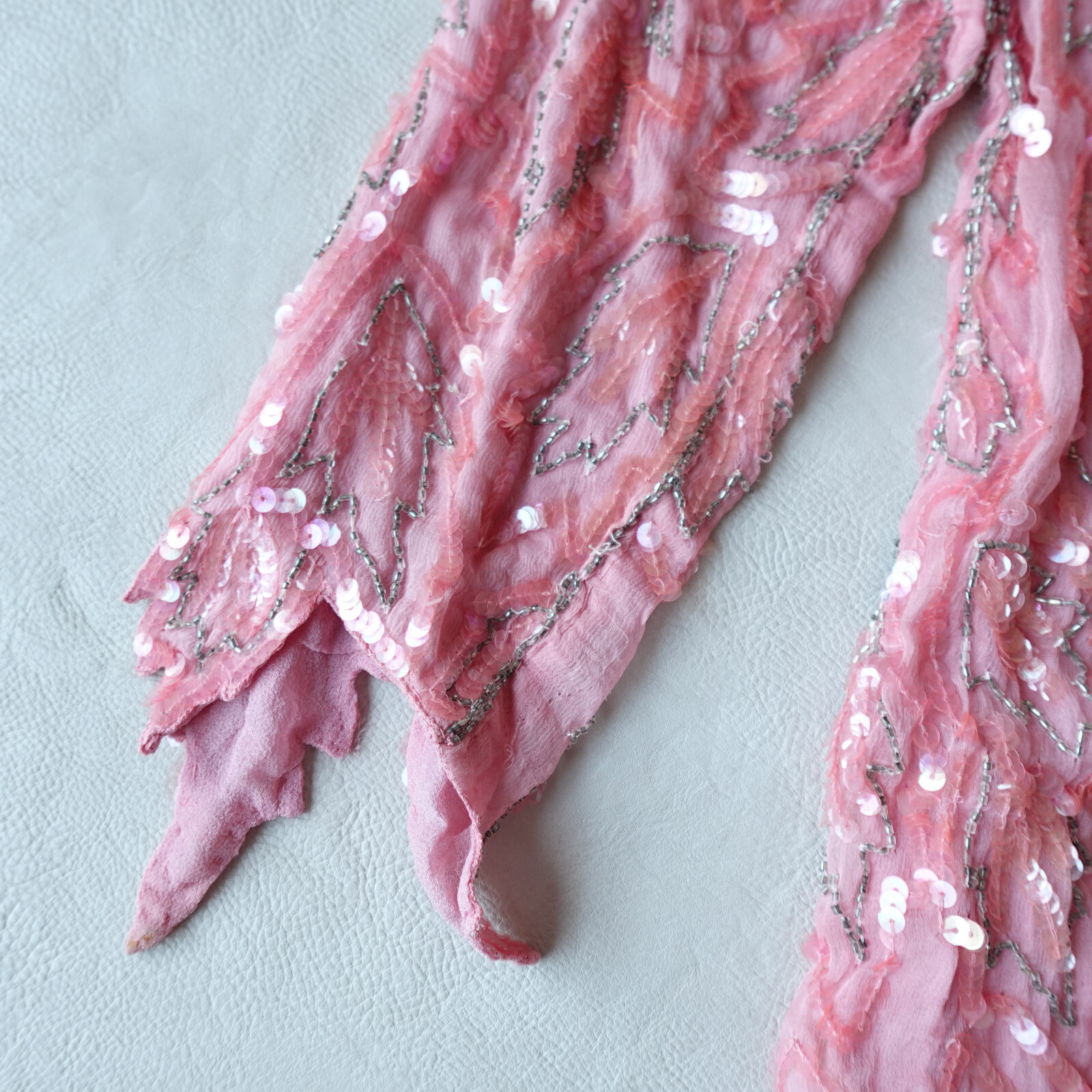 Vintage India Silk Beaded Sequin Dress Pink Party Cocktail Evening Retro