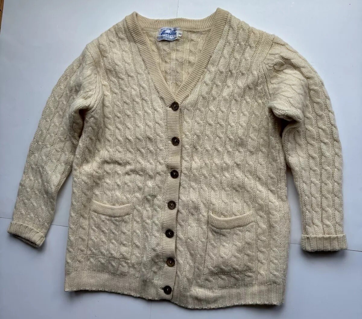 Vintage Hand Loomed Monrose Button Down Sweater Women Grandma Size 50 100% Wool