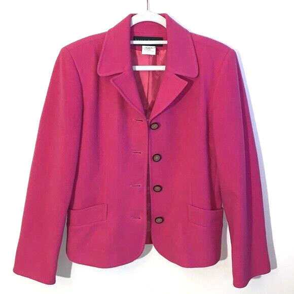 Vintage Harve Benard by Benard Holtzman Pink Wool Blazer Dress Suit Jacket Sz 6