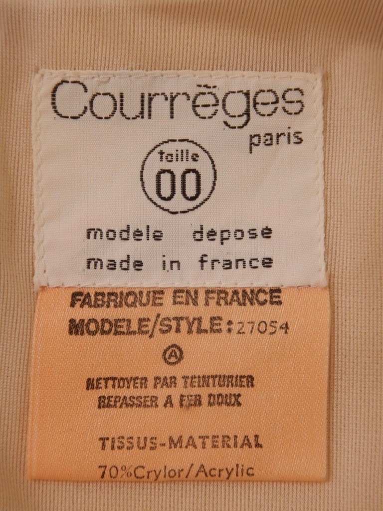 Vintage Andre Courreges Cream Knit Mod Dress Size 00