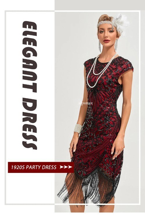 30S Flapper Dresses 1920s Vintage Dress Summer Fringe Beaded Great Gatsby Party