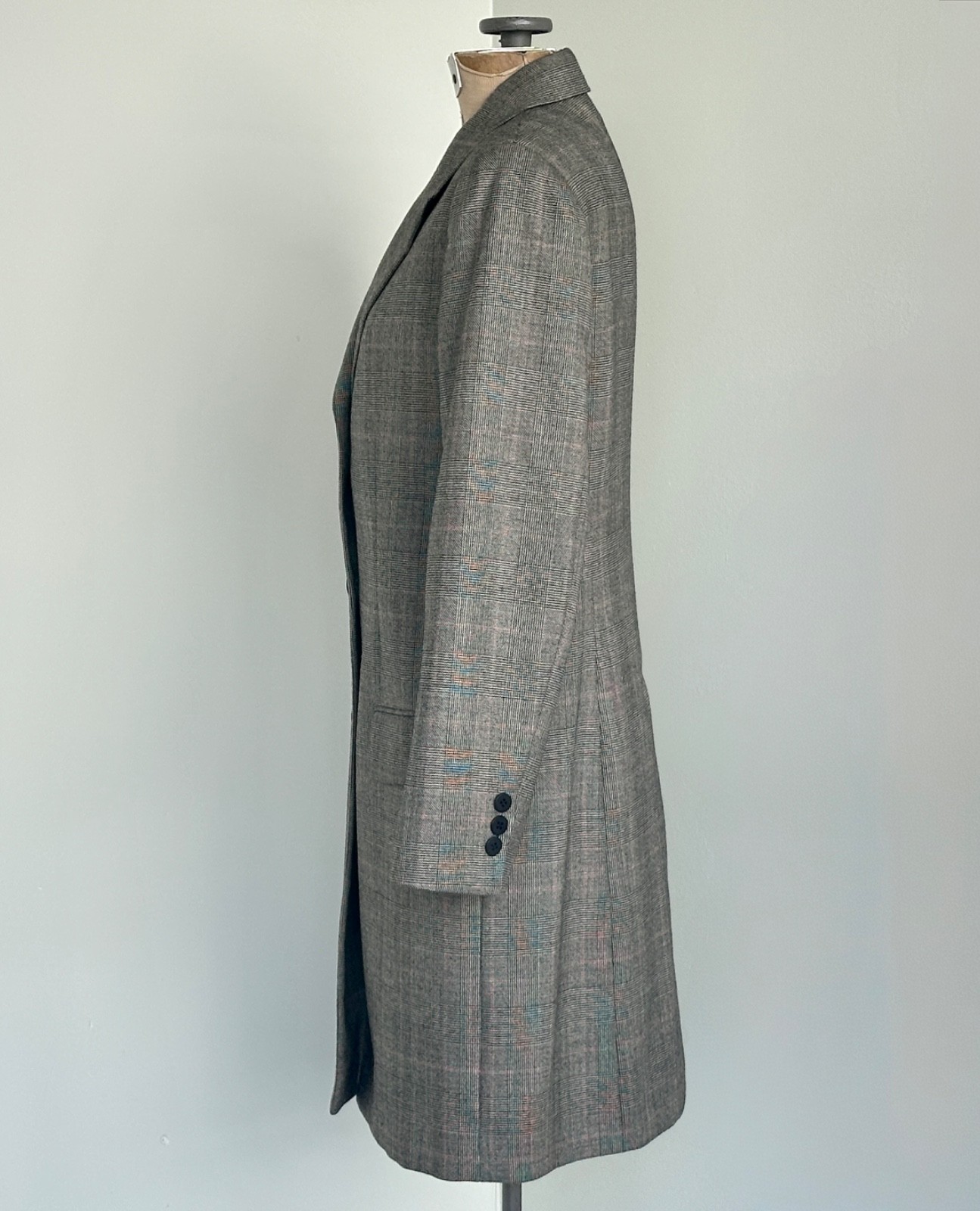 Donna Karan 90s Longline Womens Blazer Size 6 Medium Designer Plaid Blazer