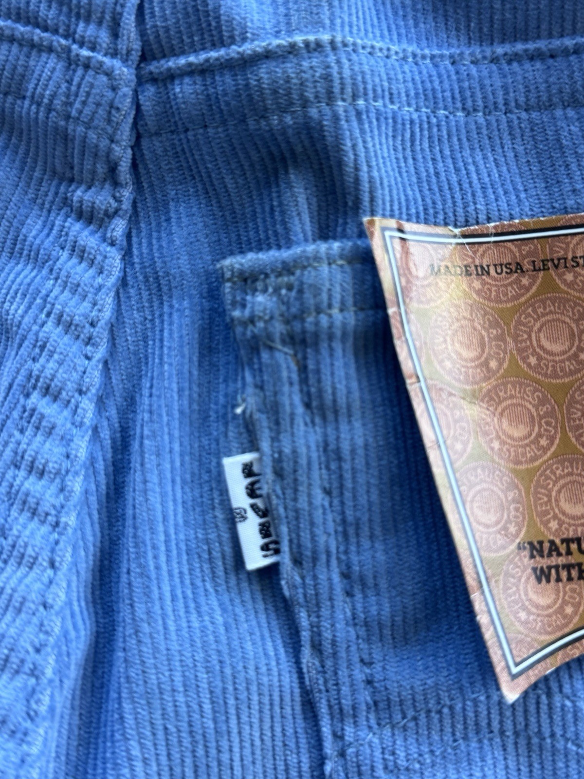 Vintage 70s 80s Levis 517 Corduroy Jeans Pants Cords Light Blue Zip USA 30 X 34