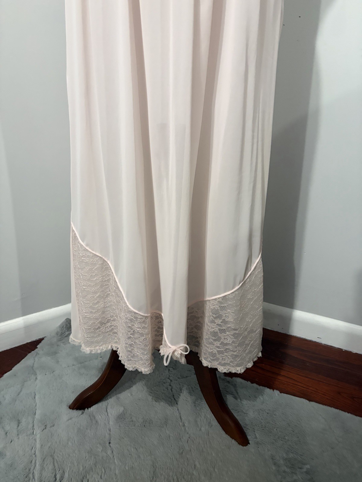 Vintage Pink Maxi Slip Dress With Lace Detail Size 32