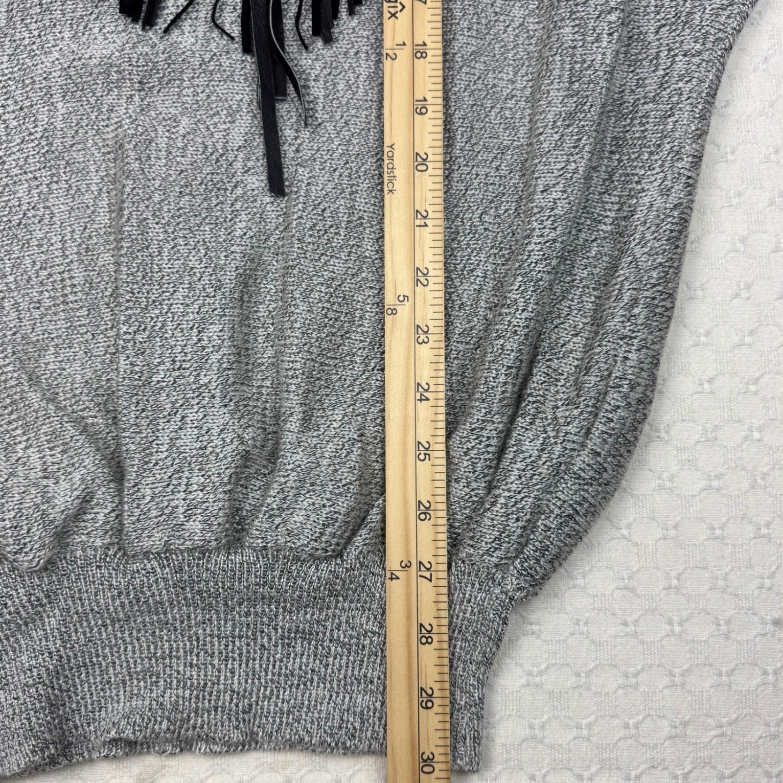 Vintage Western Leather Fringe Knit Sweater Cameo Rose Women L Concho Boho Rodeo