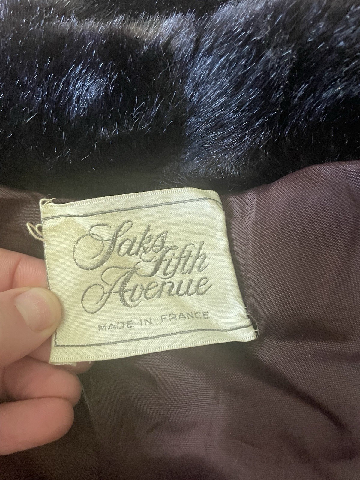 Vintage Mob Wife Faux Fur Coat Y2K Saks France Brown Sash Belt Sz Small S