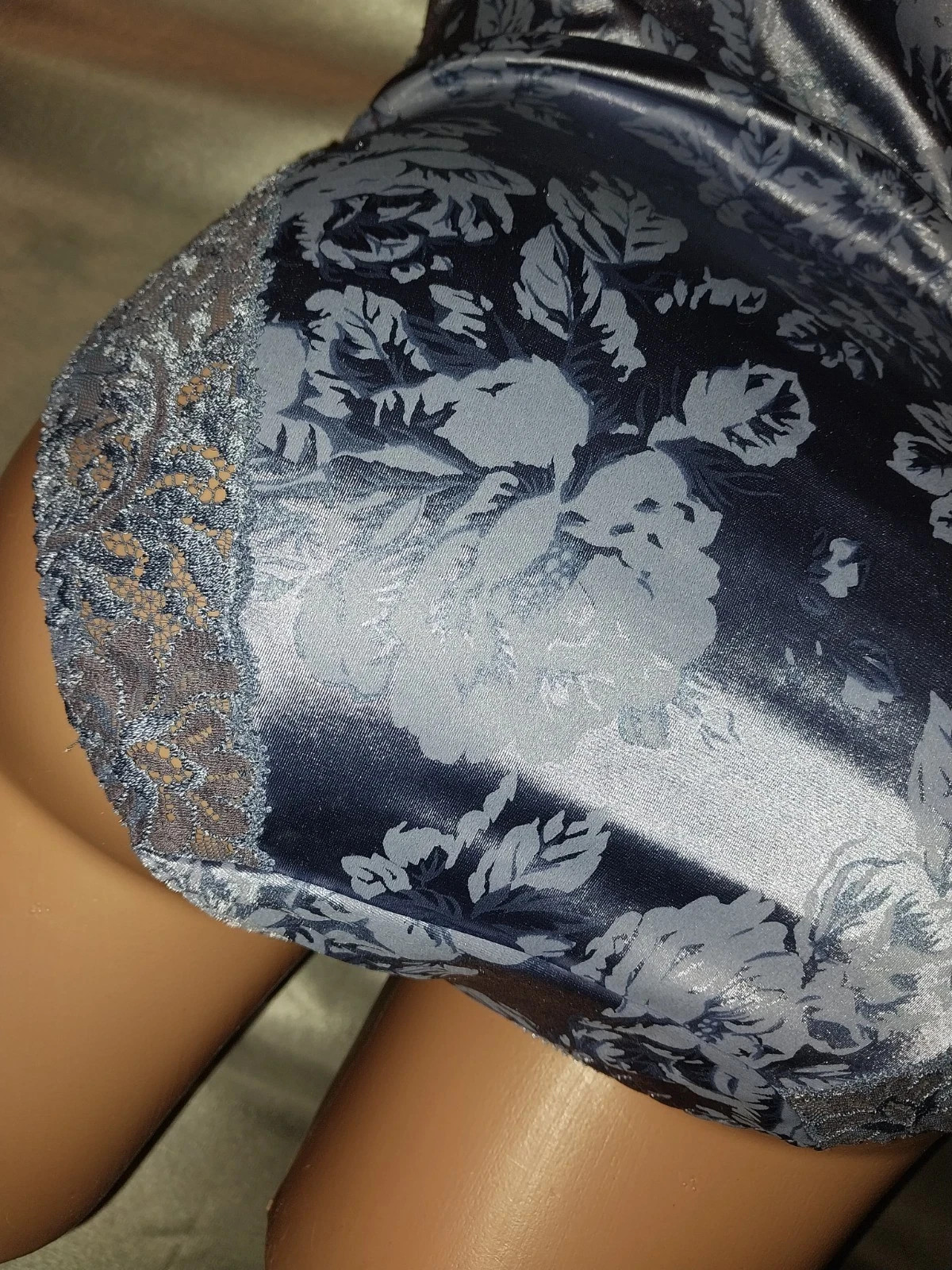 VTG SATIN SHINY LACE INSERTS BLUE ALL IN 1 OBG BRA PANTIES GIRDLE NIP TUCK 38D