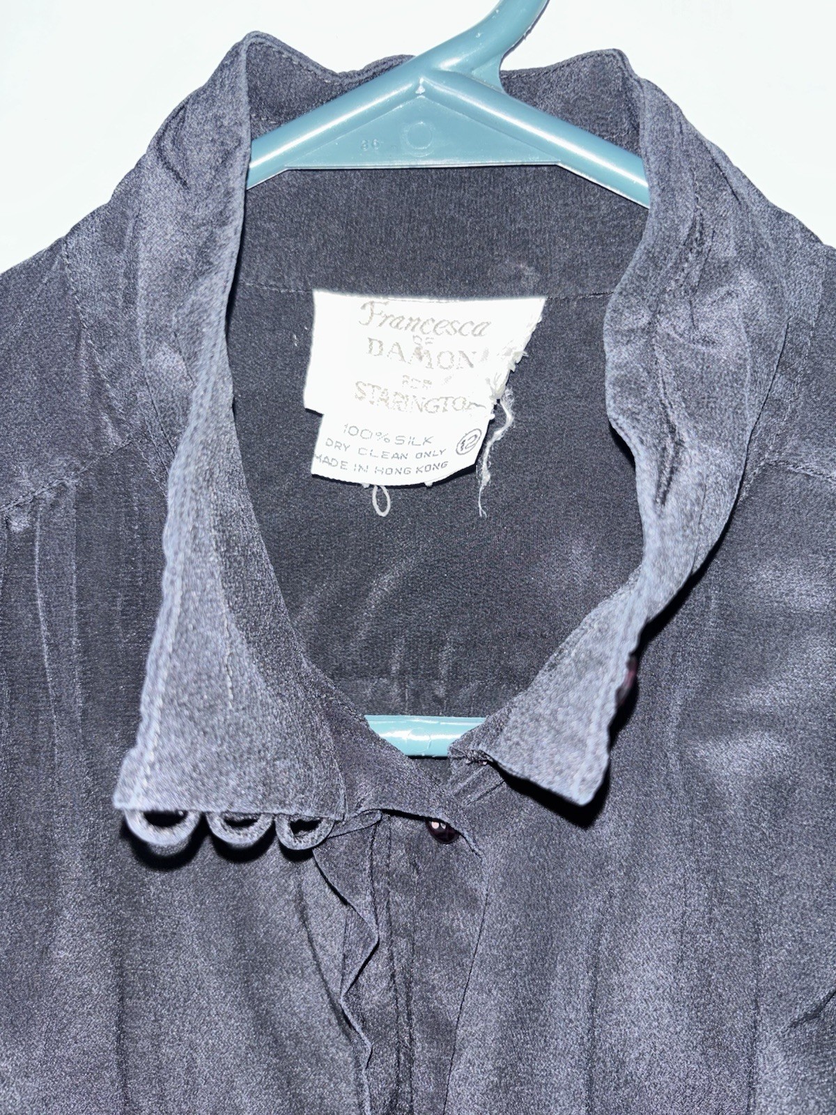 Vintage Francesca of Damon for Starington Women’s Size 12 Black 100% Silk Blouse