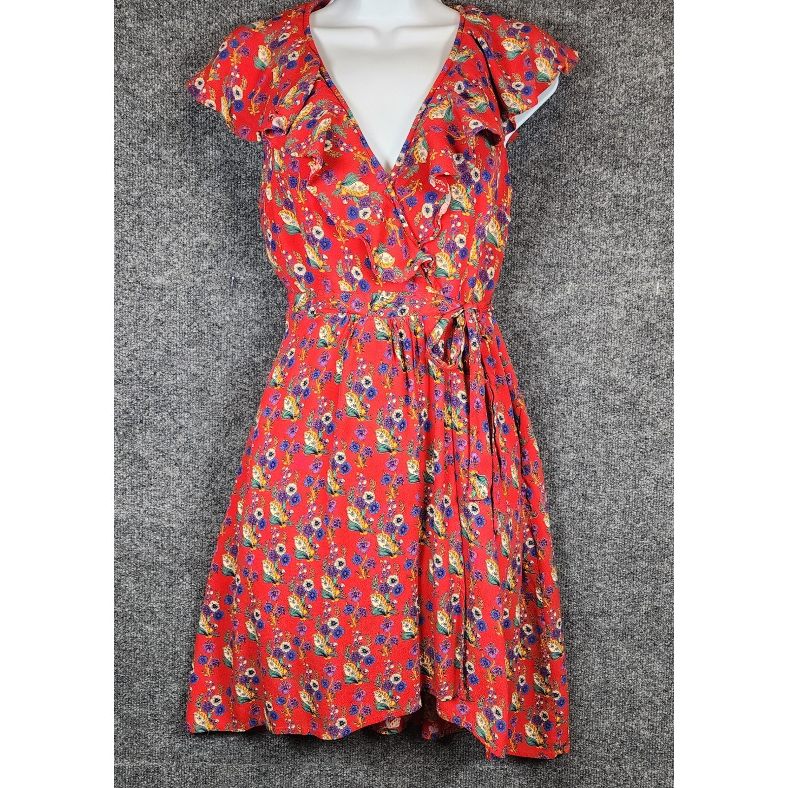 Maeve Anthropologie Womens Wrap Dress Size 8 Boho Floral Cottagecore