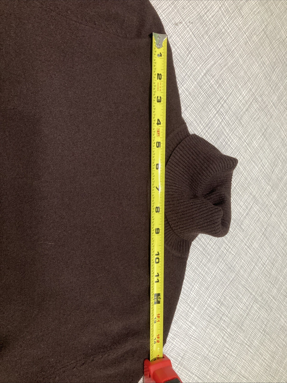 Vtg 90s Petite Sophisticate Brown Ribbed Turtleneck Sweater Large Rayon Blend