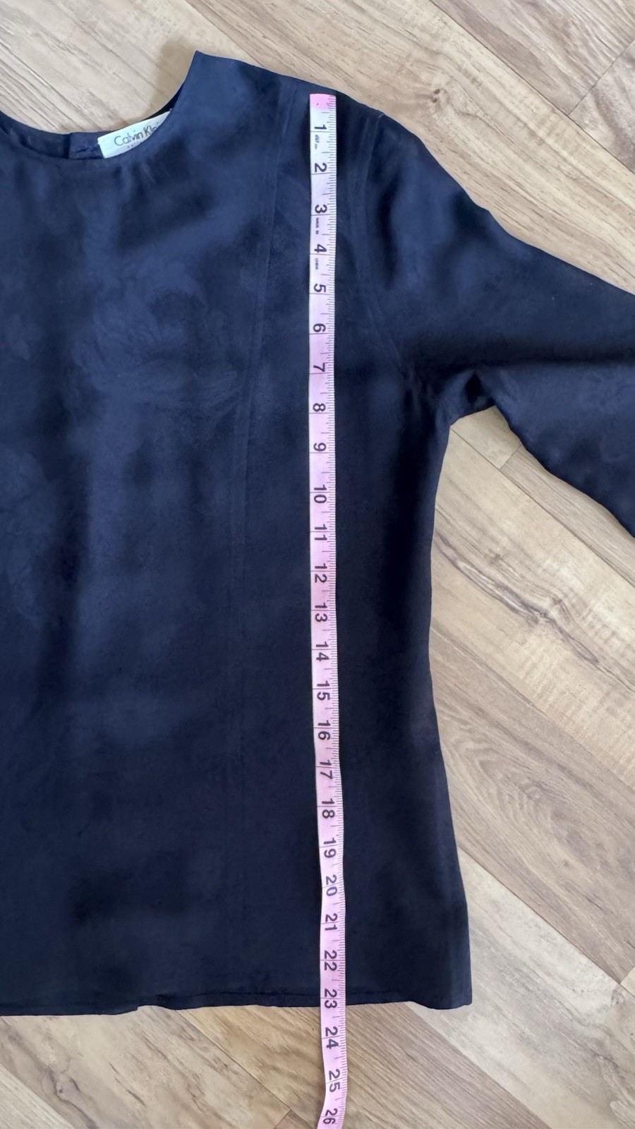 Vtg 90s Calvin Klein Collection Navy Silk Rose Blouse Size 4 Carolyn bessette