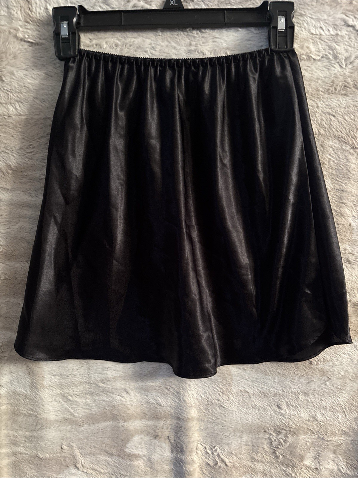 Vintage FARR WEST Black Liquid Satin Half Slip Skirt Shiny Glossy Slippery Small