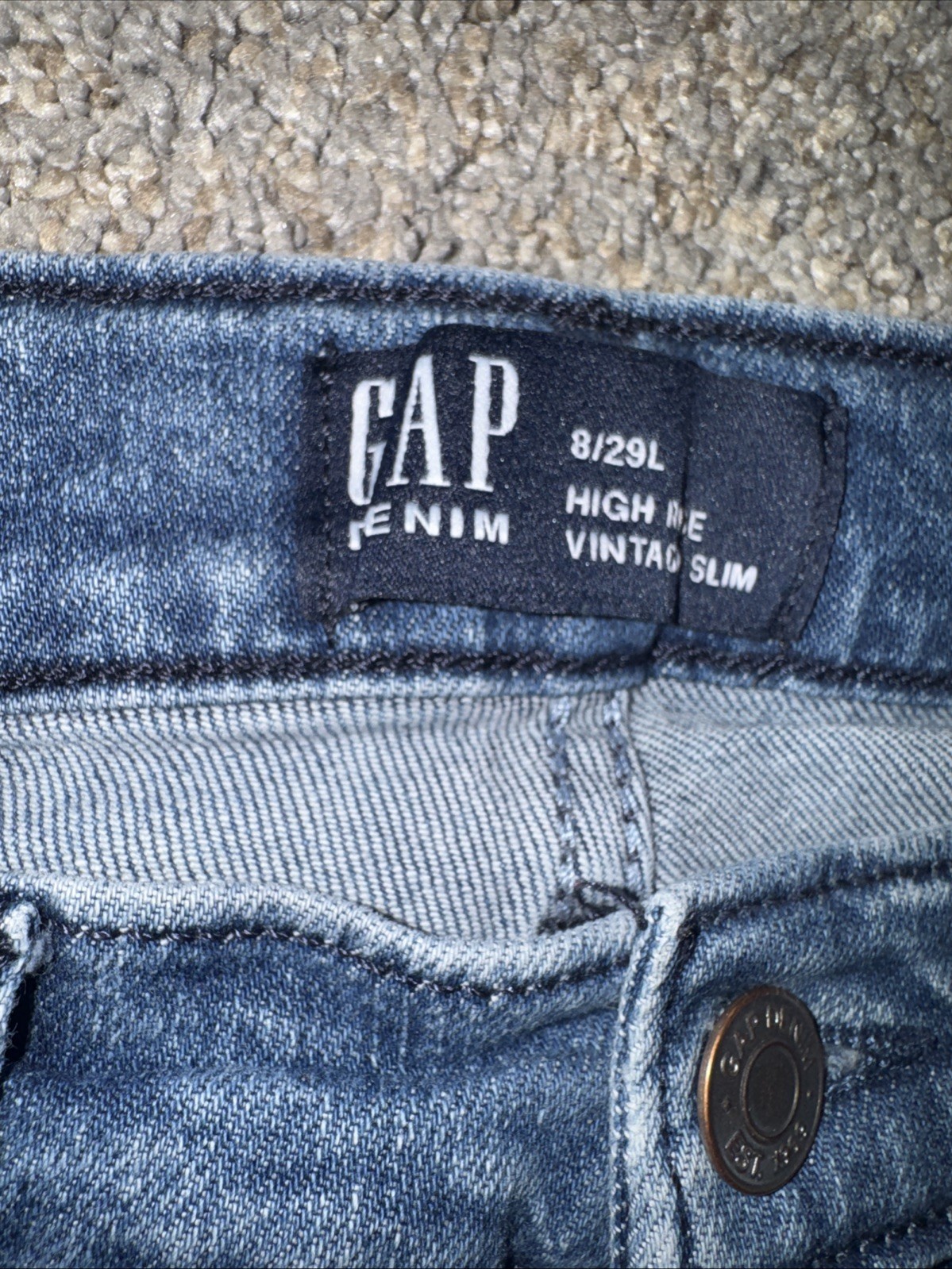 GAP Vintage Slim High Rise Jeans Medium Wash Size 8/29 Long Stretch