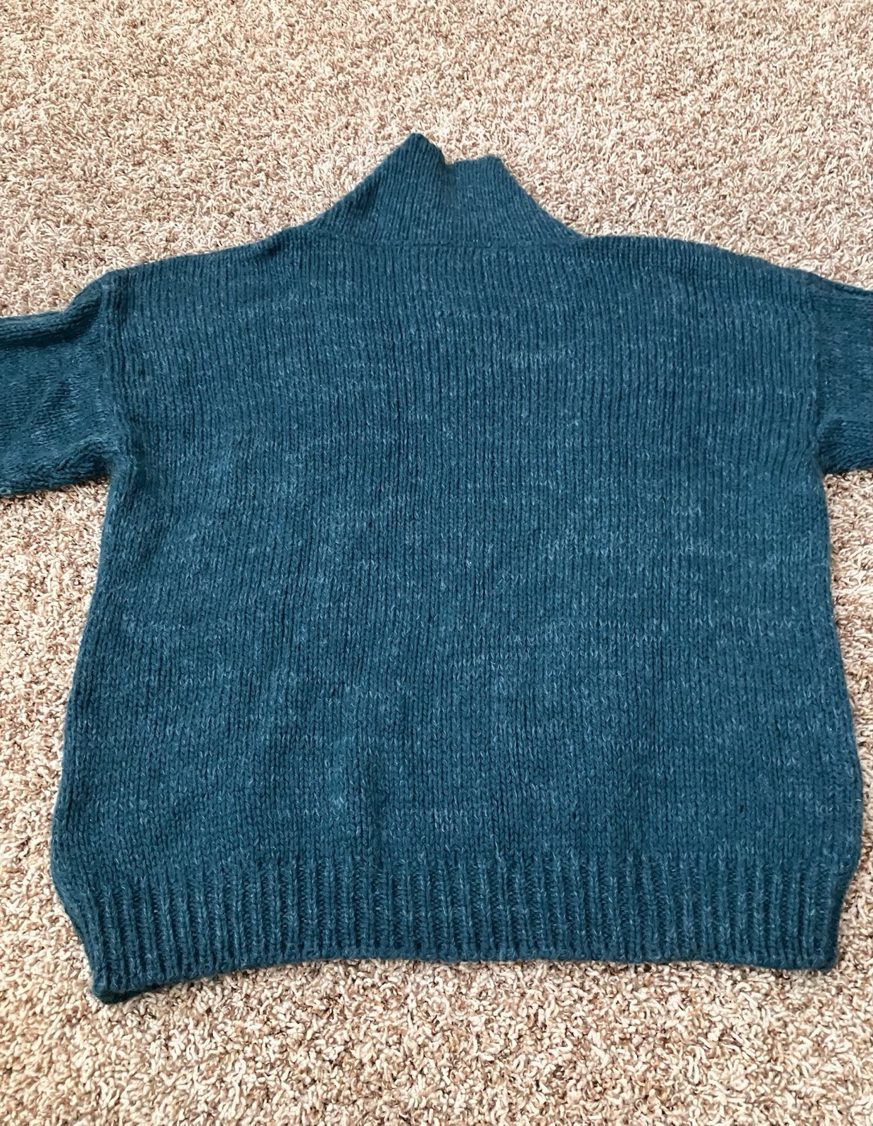 Vintage Pitti Italy Chunky Knit Sweater Geometric 80s/90s Teal Emerald Green L